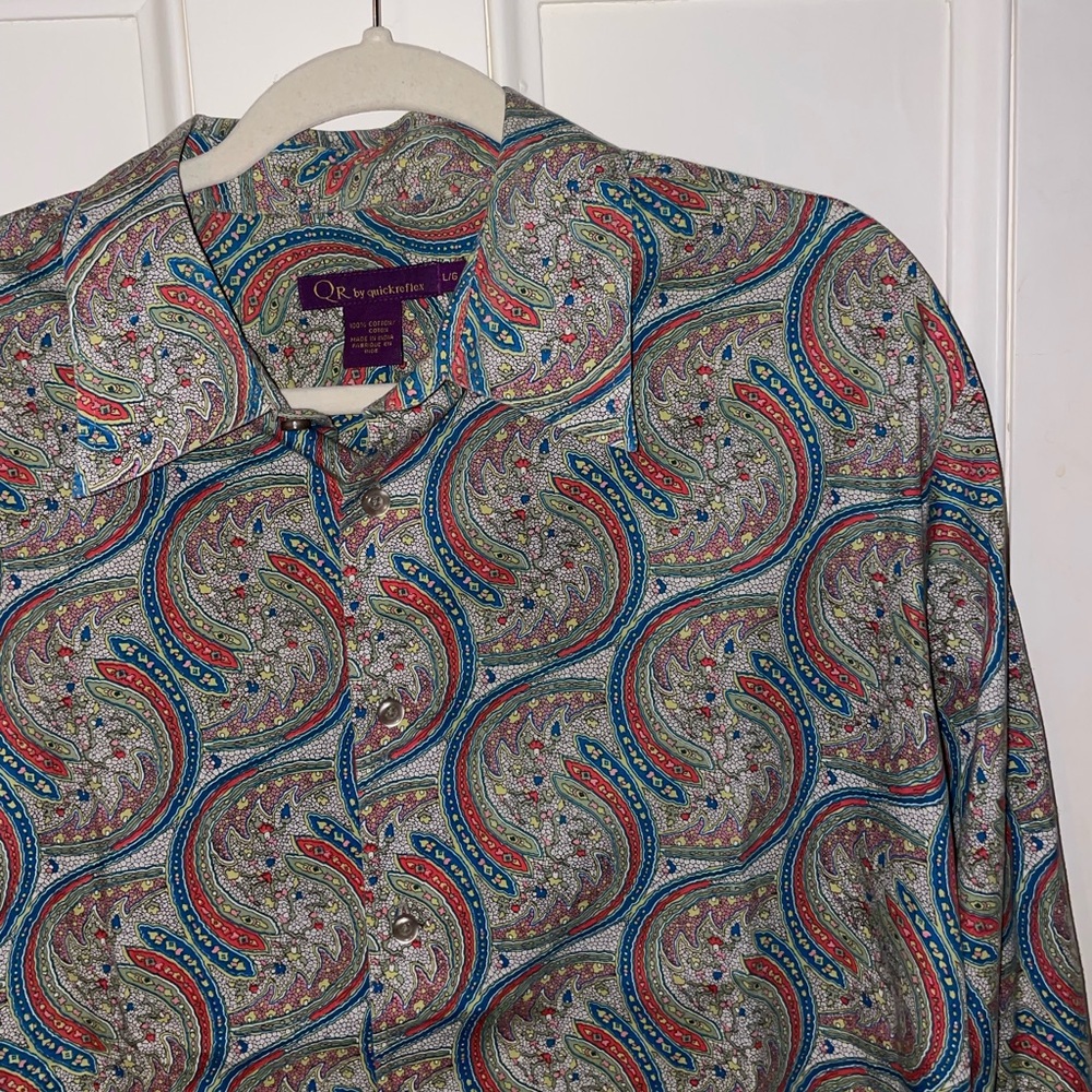 Vintage QR by quickreflex Men’s Paisley Colourful Button Up Dress Shirt
